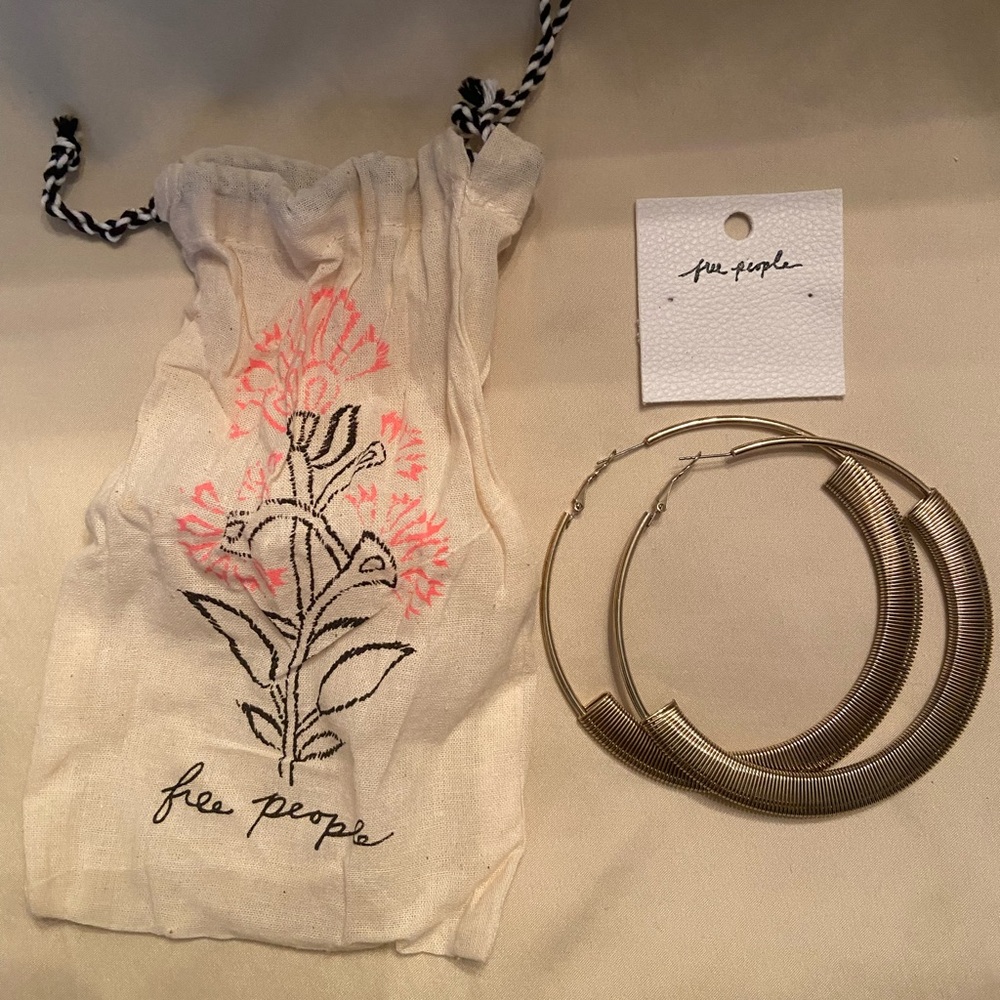 Free People Gold Toned Coil Hoop Earrings